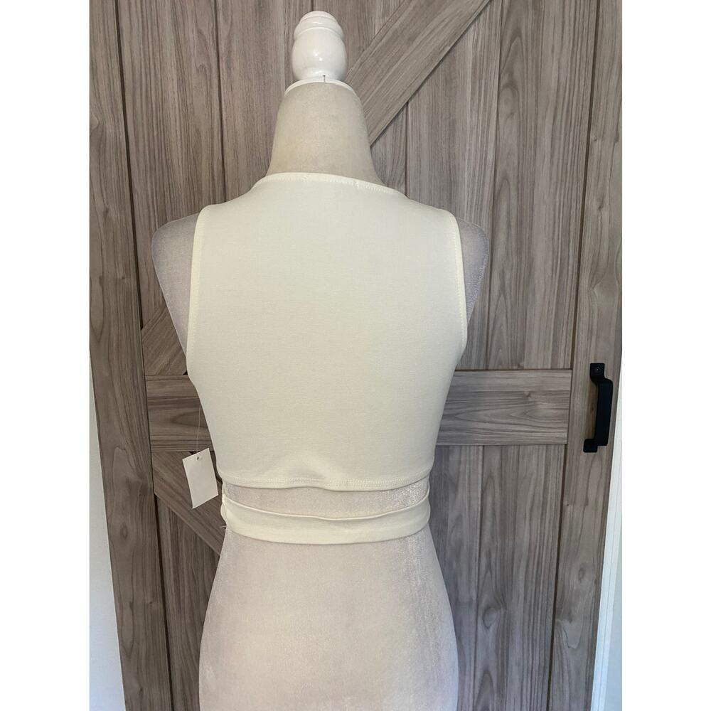 NWT Charlotte Russe, small cream wrap around top - Picture 6 of 7
